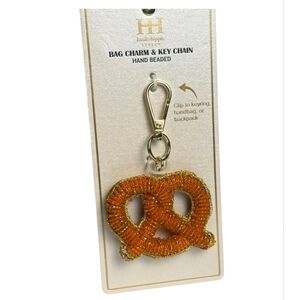 🥨🔹️ Haute Hippie 🔹️beautiful  Beaded Pretzel Bag Charm Key Chain